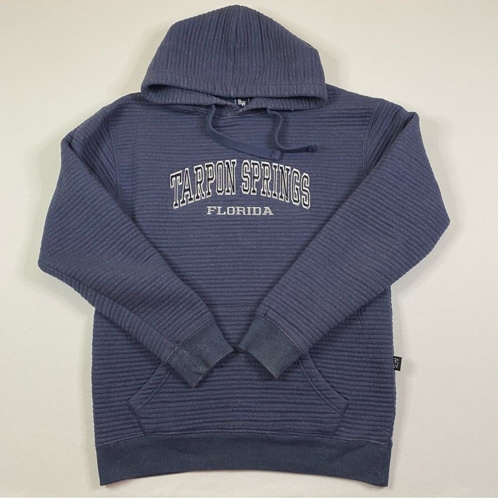 Tarpon Springs Florida Hoodie Women's Small Ribbed Embroidered Pullover Souvenir